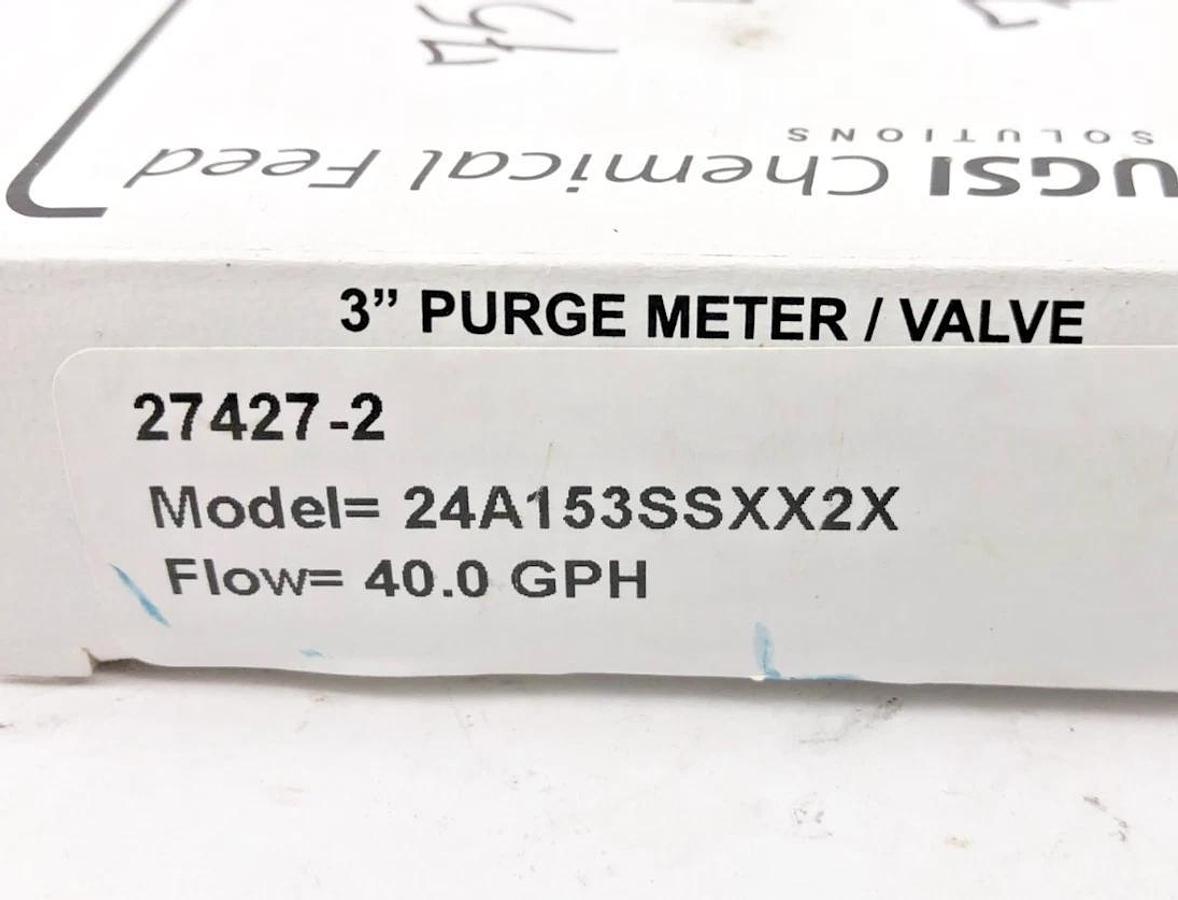 New UGSI 24A153SSXX2X Purge Meter Valve 3" 40.0 GPH 27427-2