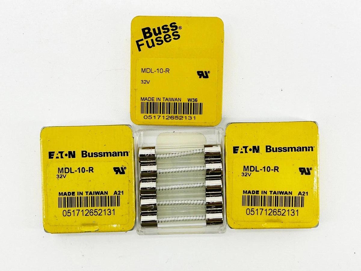 New Pack of 15 Bussmann MDL-10-R Time Delay Glass Tube Fuse 10A 32V