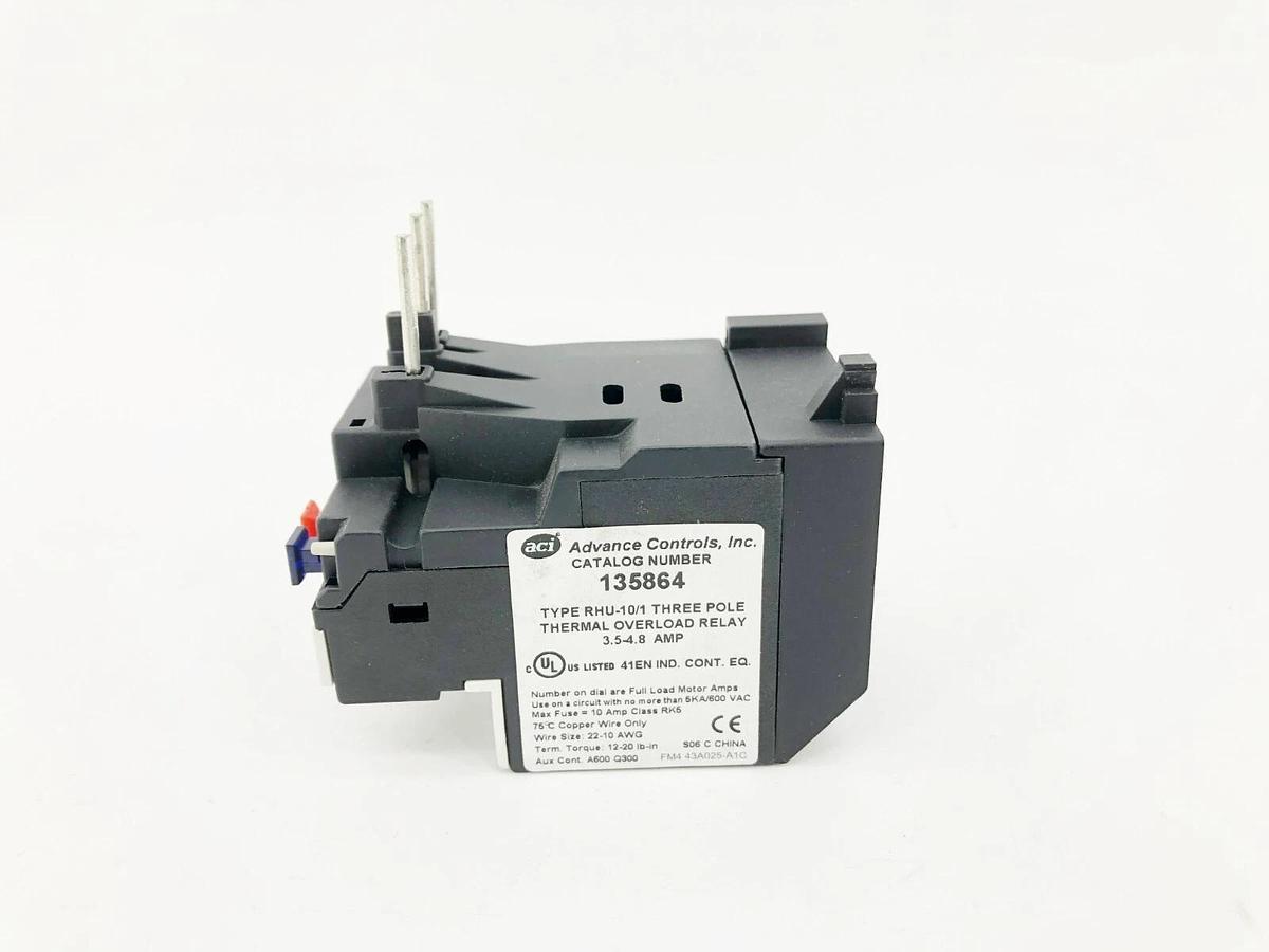 New Advance Controls RHU-10/1 Thermal Overload Relay 3.5-4.8 A 3 Pole 135864