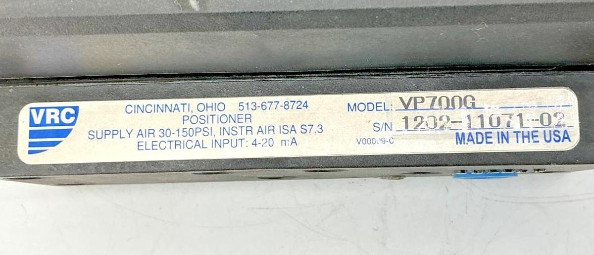 Used VRC VP700G Pneumatic Positioner Flat 90 Degree Indicator 30-150PSI VP700-G