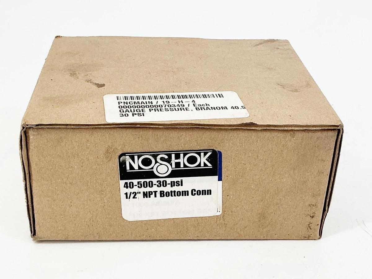 New NoShok 40-500-30-PSI Pressure Gauge 4" Face 30PSI 1/2" NPT