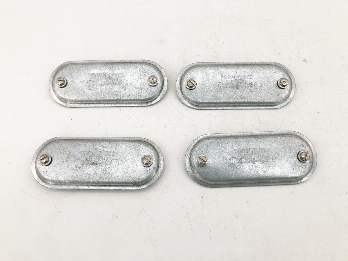 Lot of 4 New Killark 570 Steel Conduit Body Covers 1-1/2" Form 7 - No Gasket