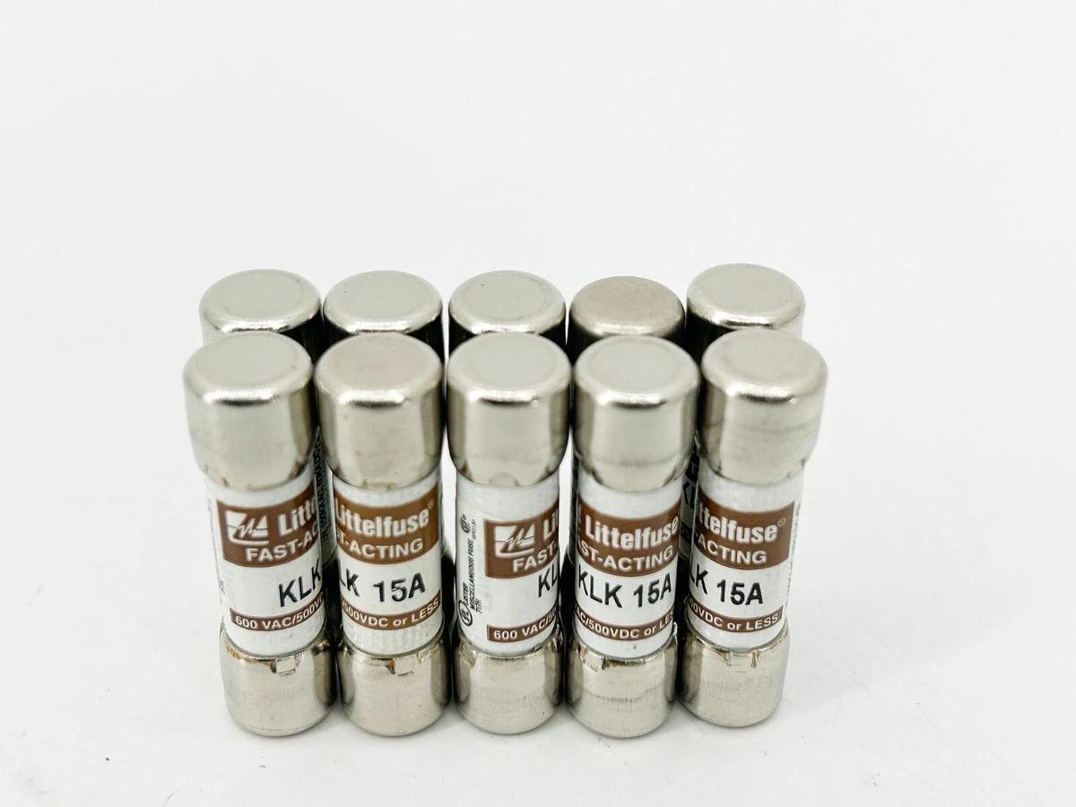 New Box of 10 Littelfuse KLK-15 Fast Acting Fuse 15A 600V