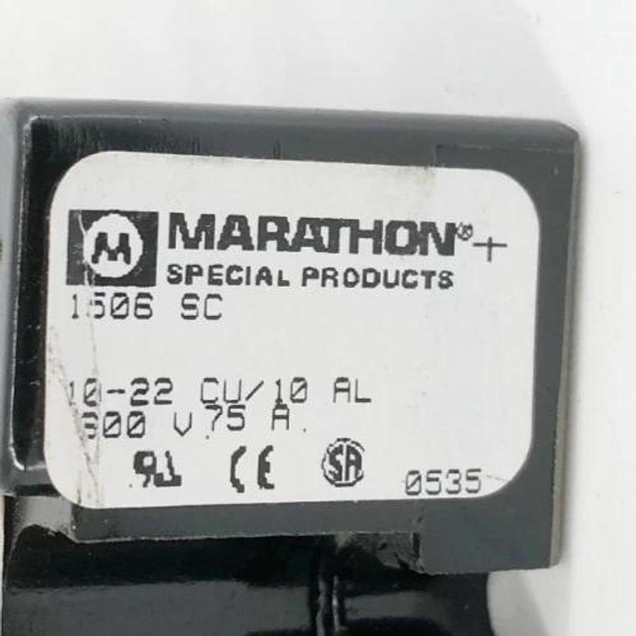 Used Marathon 1506 SC Terminal Block 6-Position 600VAC 75A 10-22 CU/10 AL