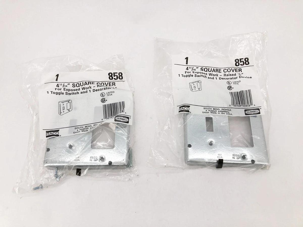 Lot of 2 New Hubbell 858 Square Covers Toggle Switch/ GFCI 4-11/16"