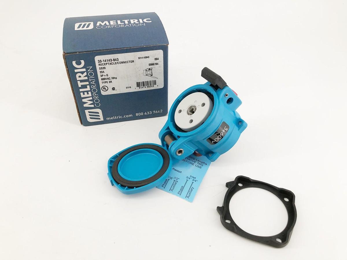 New Meltric 33-14143-843 Pin & Sleeve Receptacle DS20 20A 600VAC