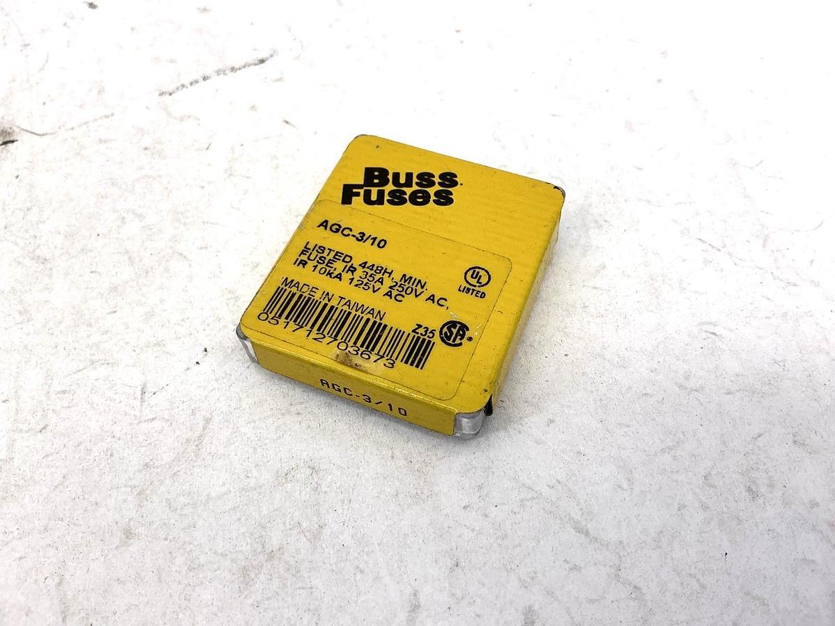 Lot of 19 New Bussmann AGC-3/10 Glass Fuse 3/10A 250V