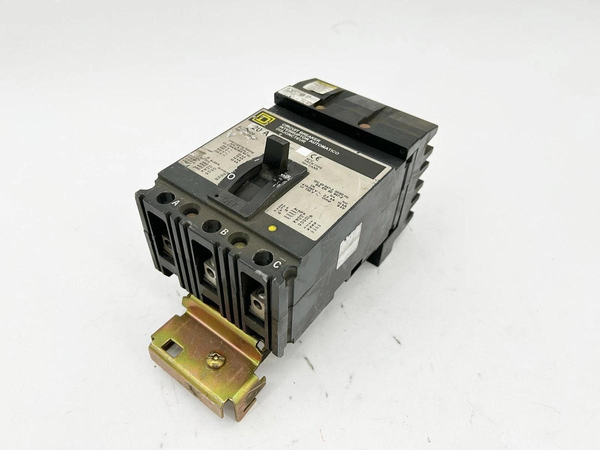 Used Square D FA32020 Circuit Breaker 20A 3P 600V
