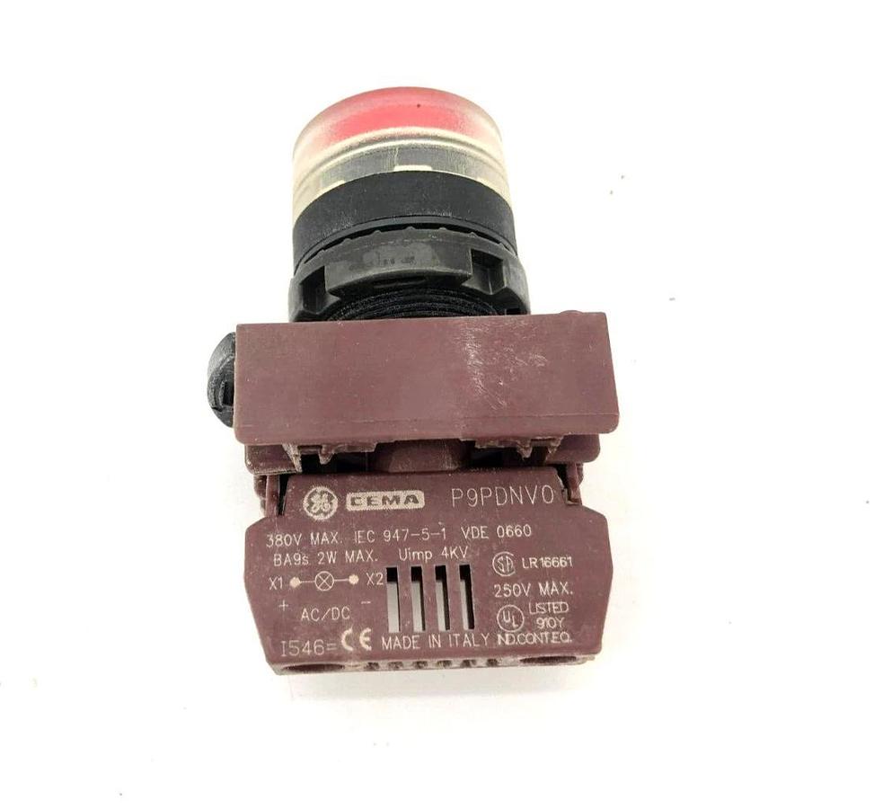 New GE General Electric P9XPLRGDN00NALI Illuminated Push Button Red P9PDNV0