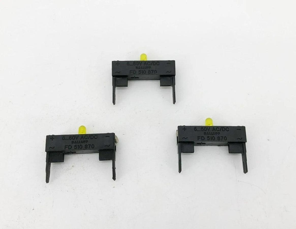 Lot of 3 New Balluff FD-510-870 LED Function Indicators 6...60VAC/DC Yellow