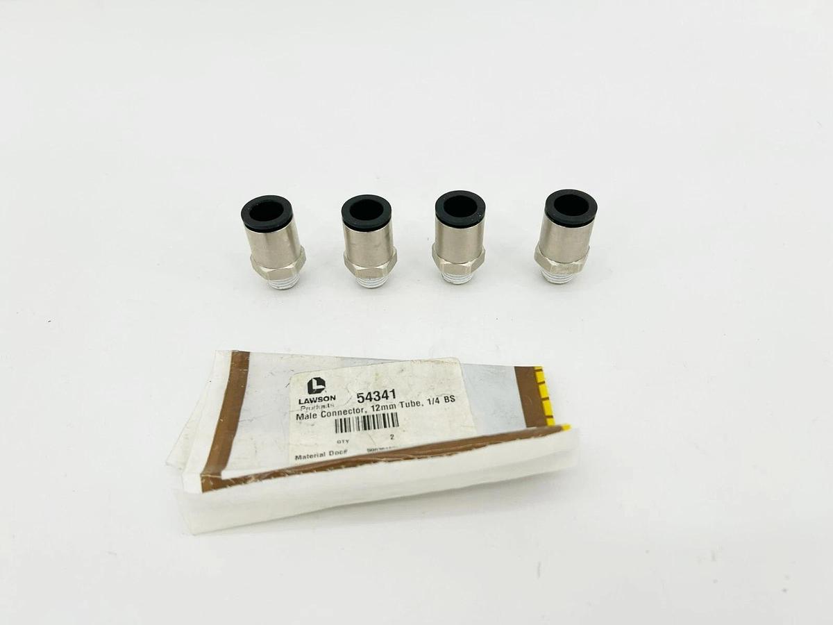 Lot of 4 New Lawson 54341 Male Connectors, 12mm Tube, 1/4 BS