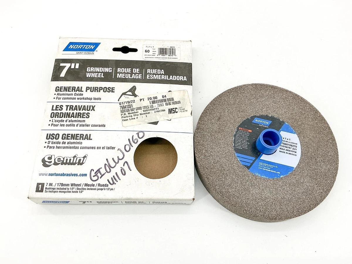 New Norton 88270 Grinding Wheel 7X1X1 178mm 7" 60 Grit