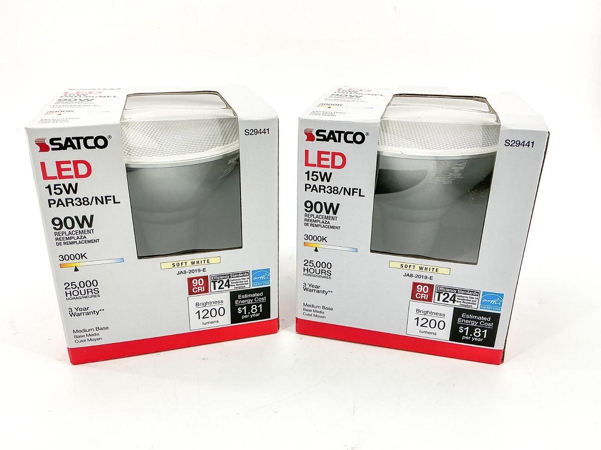 Lot of 2 New Satco S29441 LED Bulb Soft White 15W 120V 1200 Lumens 3000K