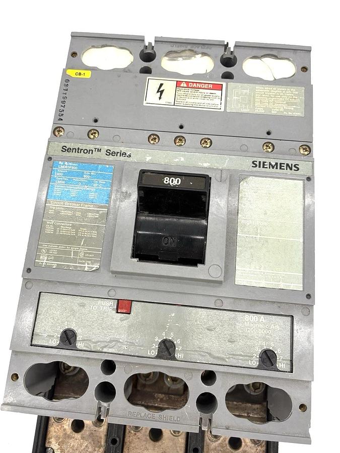 Used Siemens LMD63B800 Circuit Breaker 800A 600V 3P LMD63F800 w/800A Trip Unit