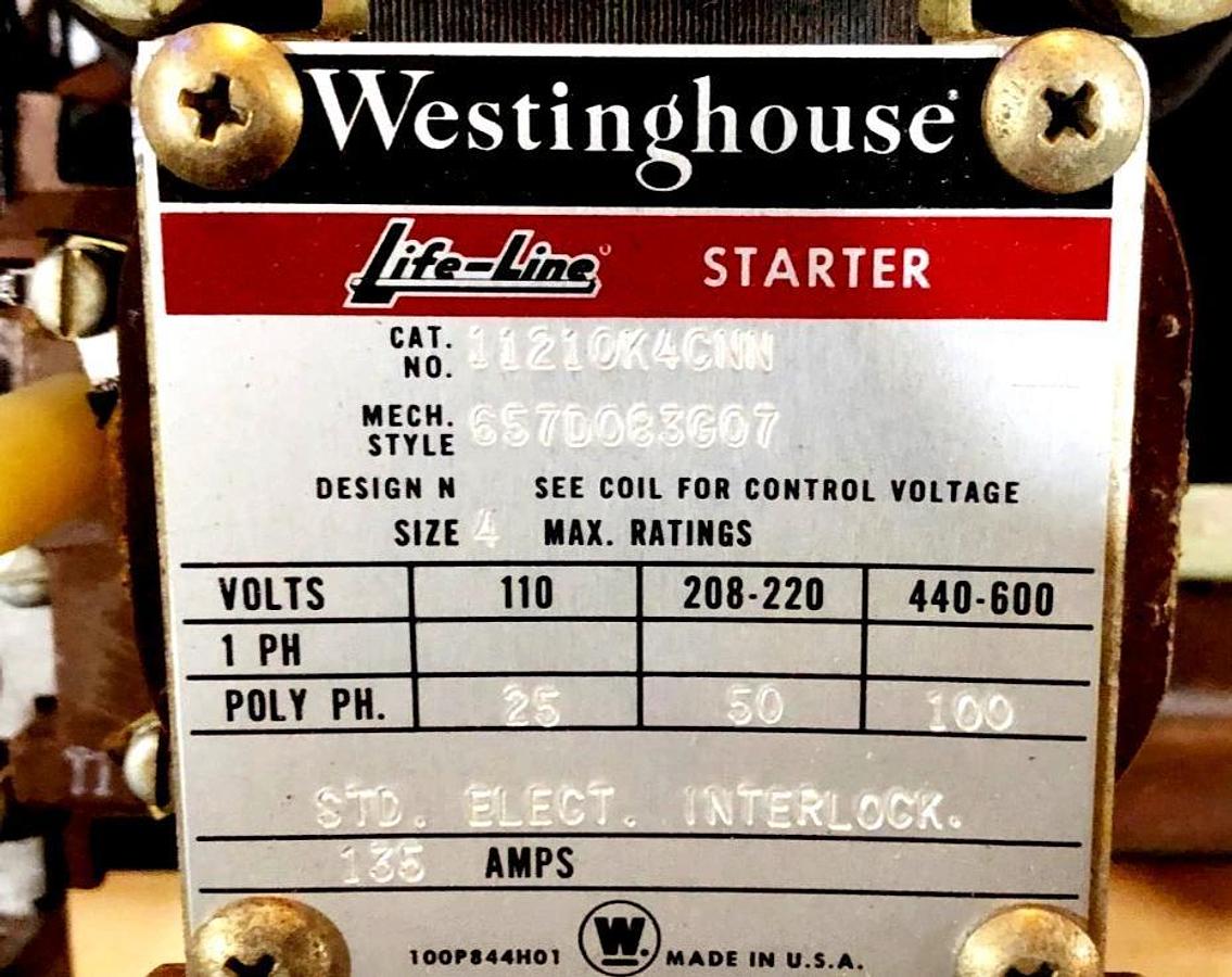 New Westinghouse 11210K4CNN Life-Line Starter 100HP Max Size 4 Type N