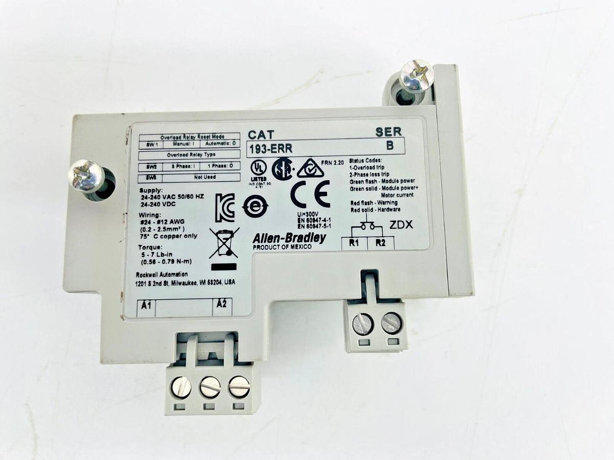 Used Allen Bradley 193-ERR Overload Relay Reset Module E1 Plus