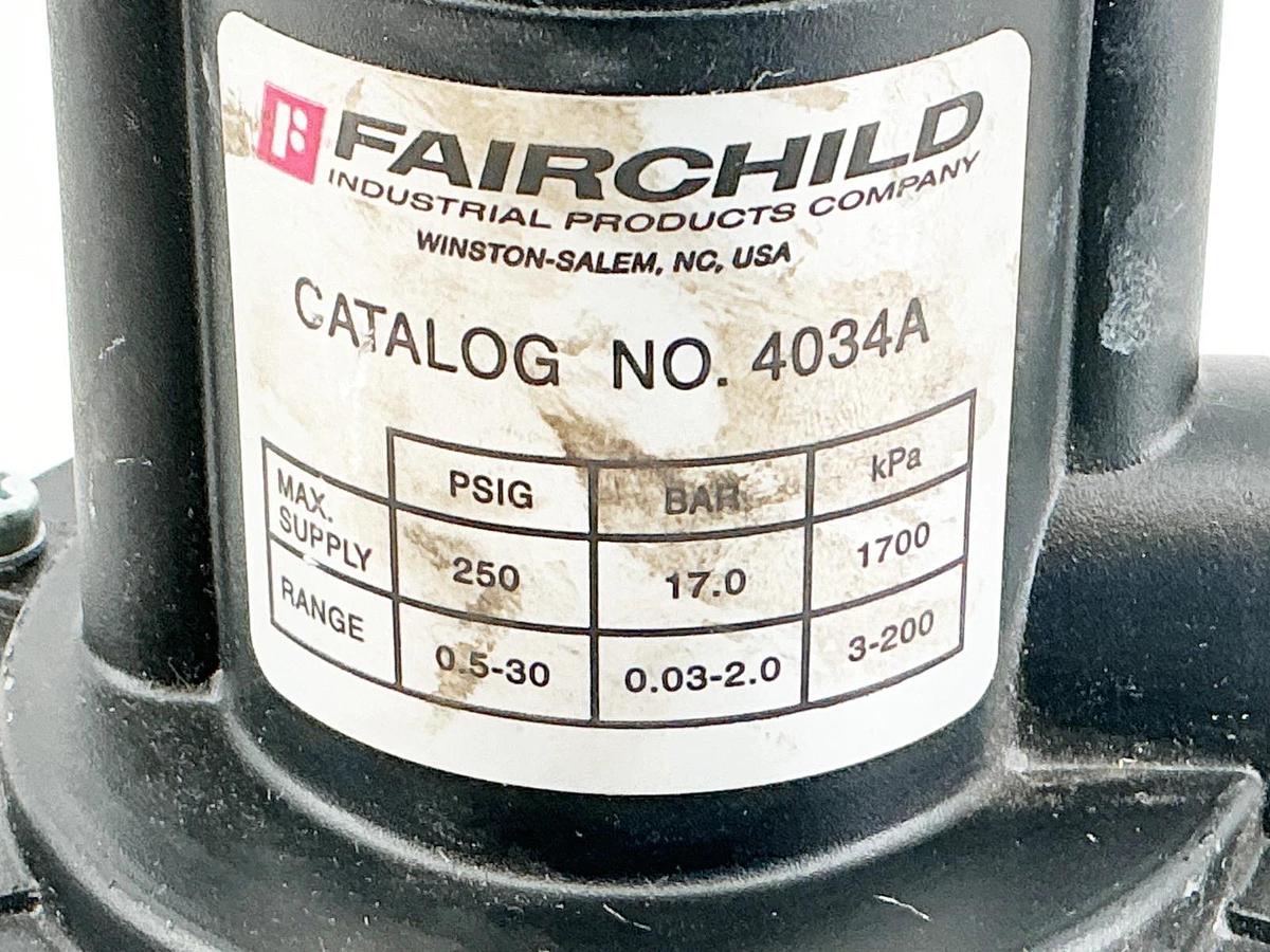 Used Fairchild 4034A Pressure Regulator 250PSI 17Bar 1700kPa