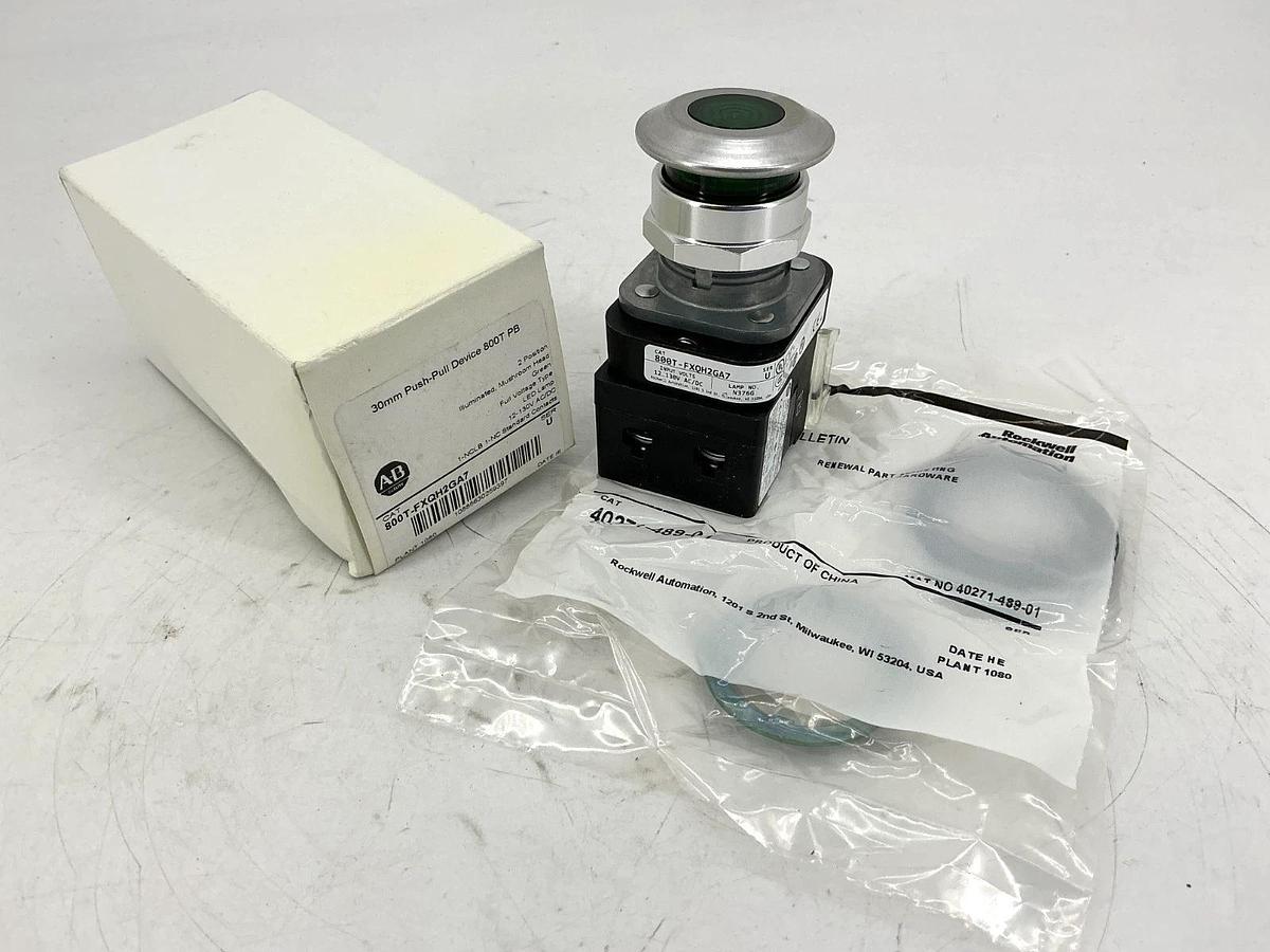 New Allen Bradley 800T-FXQH2GA7 Ser U Push-Pull Device 2Pos Green LED 12-130V