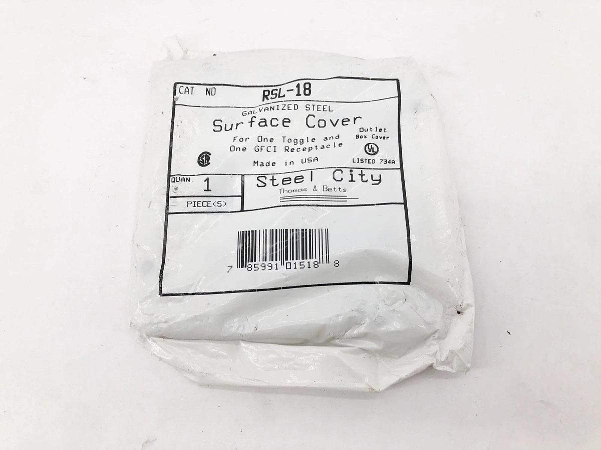 Lot of 4 New Steel City RSL-18 Square Surface Covers Toggle + GFI 4-11/16"