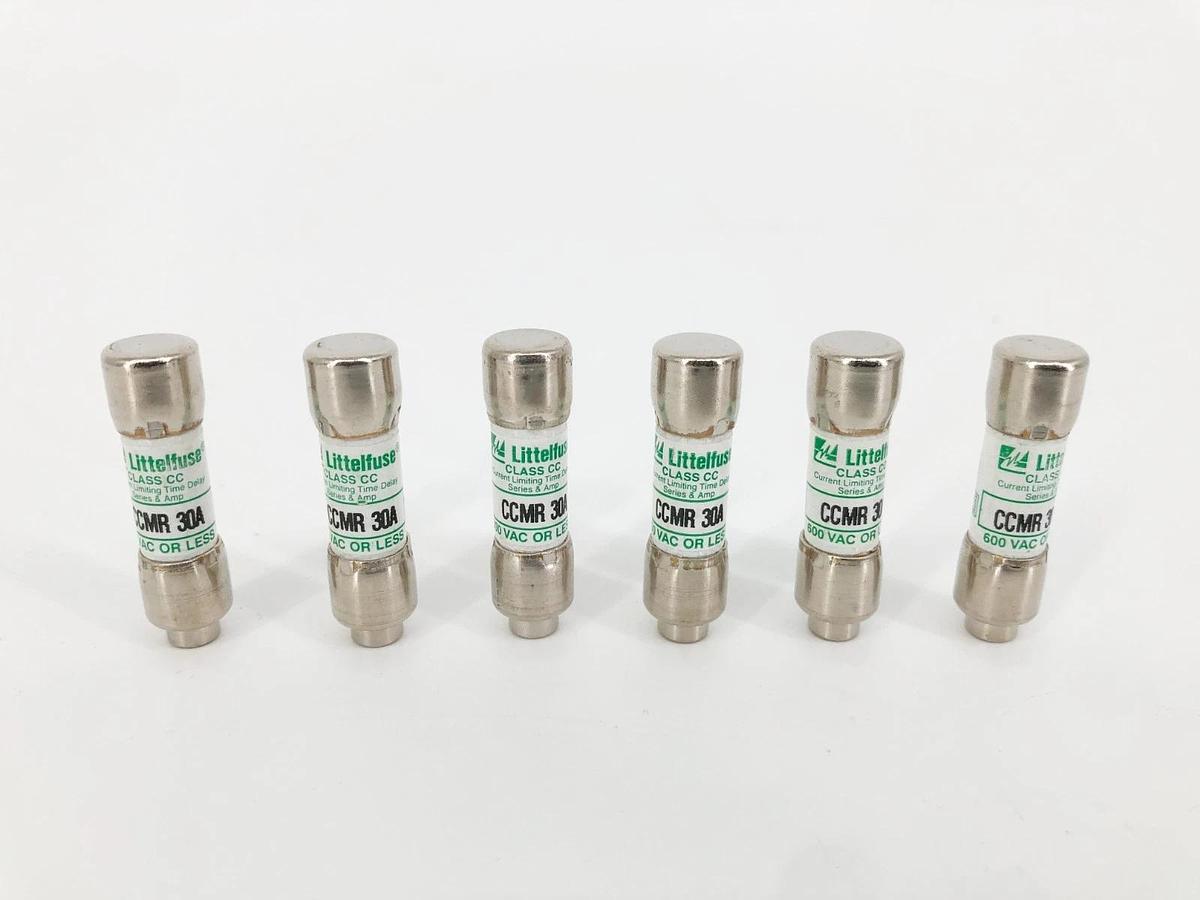 Lot of 6 New Littlefuse CCMR-30A Time Delay Fuses 30A 600VAC Class CC - No Box