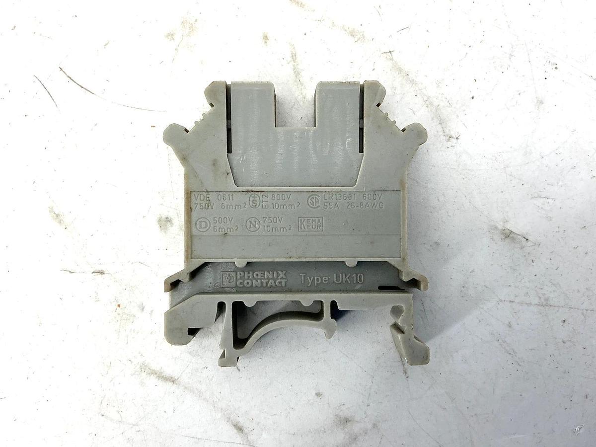 Used Lot of 10 Phoenix Contact UK-10 Terminal Block 26-8AWG 55A 600V UK10