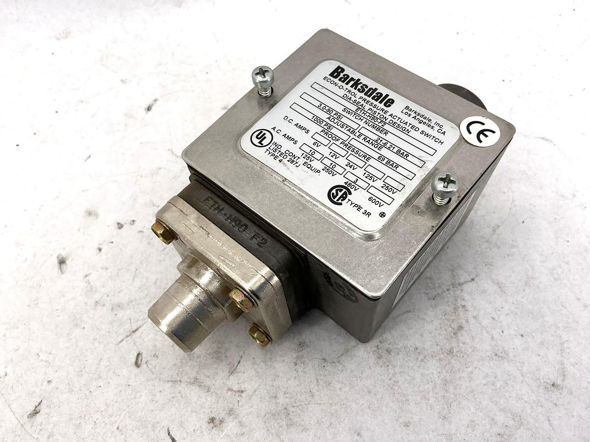 New Barksdale E1H-H90-F2 Pressure Switch 1000PSI .21-6.21 BAR 10A 600V - No Box