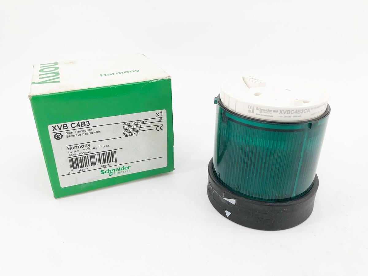 New Schneider Electric XVBC4B3 Green Flashing Light Unit 24-48V