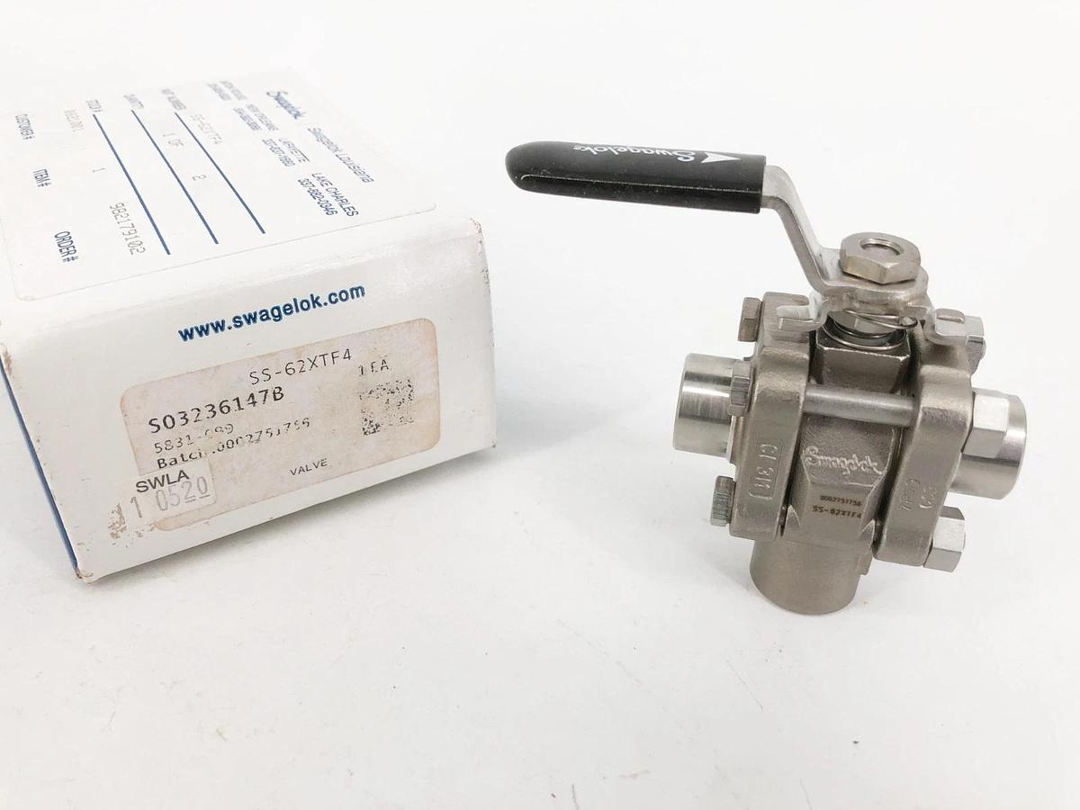 New Swagelok SS-62XTF4 3-Piece 3-Way Ball Valve 1/4" NPT 1000psi 316 Stainless