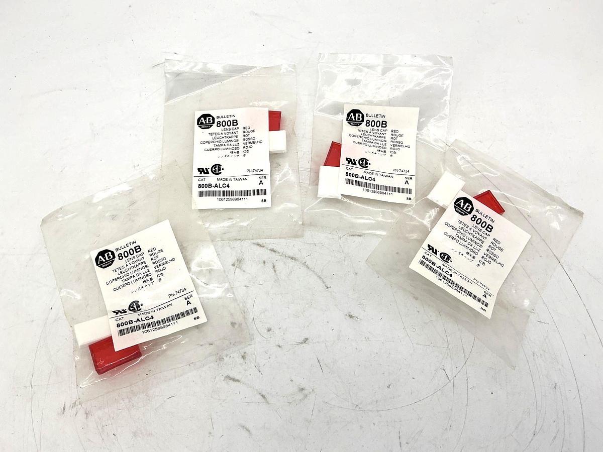 Lot of 4 New Allen Bradley 800B-ALC4 Ser A Lens Cap Red