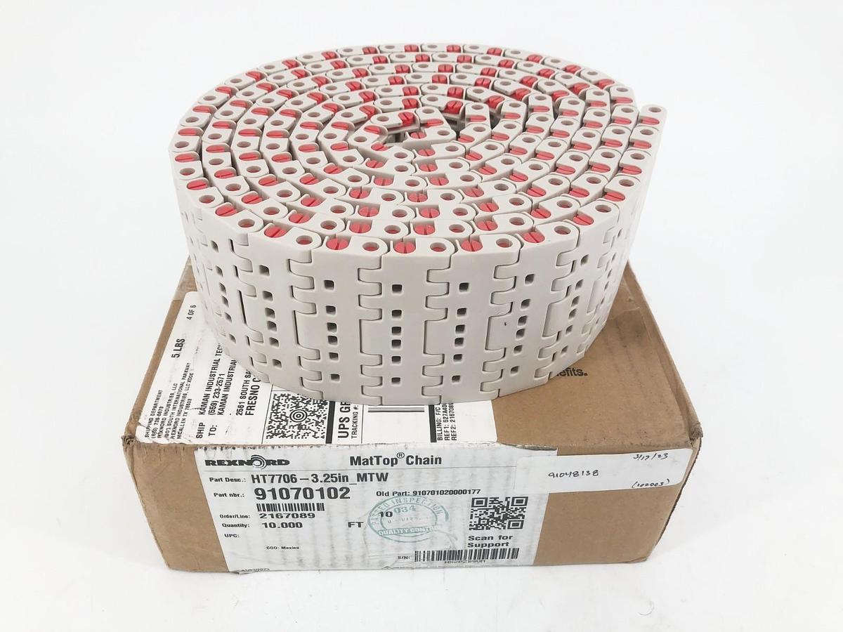 New Rexnord HT7706-3.25IN MTW MatTop Chain 10 FT. 91070102