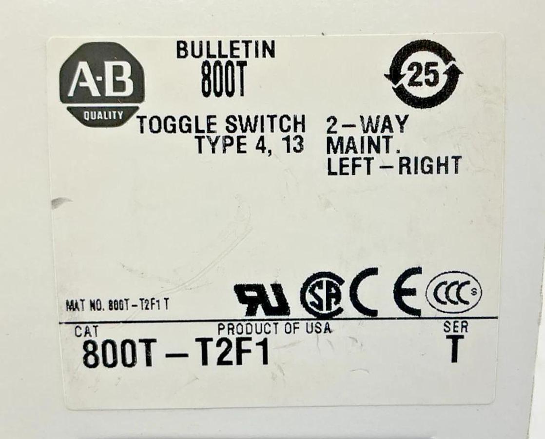 New Allen Bradley 800T-T2F1 Ser T Toggle Switch 2-Way Left/Right Type 4 & 13