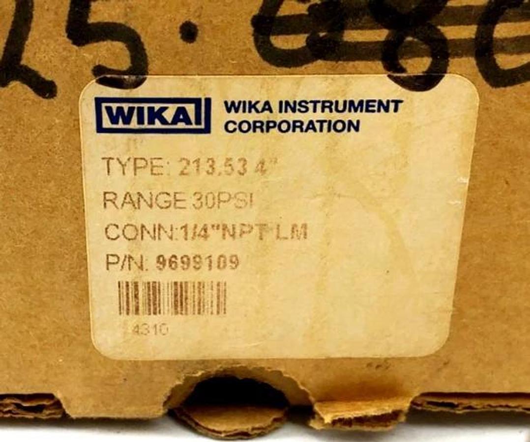 New Wika Type 213.53 4" Gauge 30psi 1/4" NPT LM 9699109