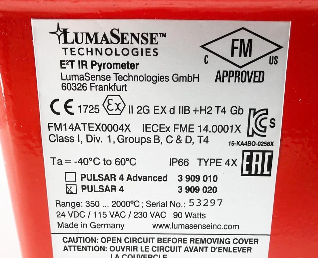 New LumaSense E²T Pulsar 4 M7000SR-EXP Infrared Pyrometer 3909020