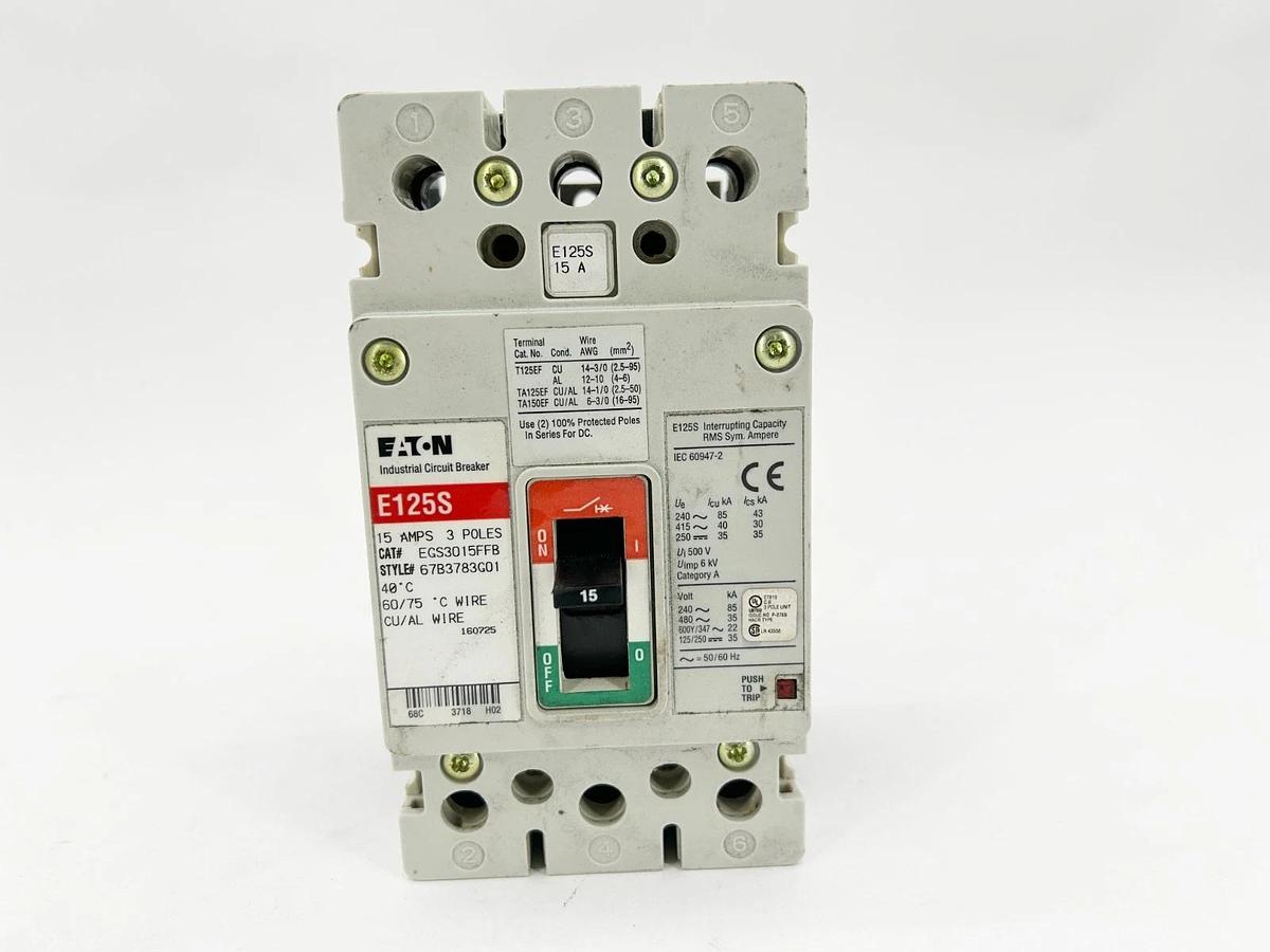 New Eaton EGS3015FFB Circuit Breaker 15A 480V 3P - No Box