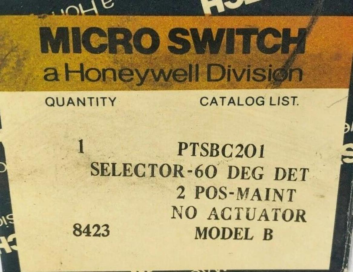 New Honeywell Microswitch PTSBC201 Selector Switch 2 Position Maintained Model B