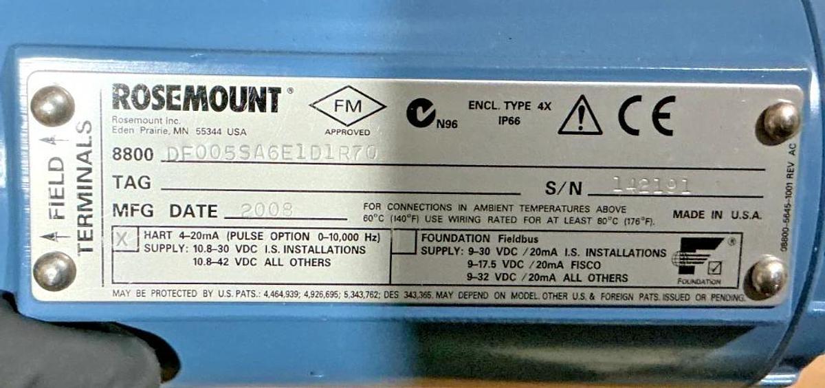 New Rosemount 8800DF005SA6E1D1R70 Vortex Flow Meter 800/427 1440PSIG No Box