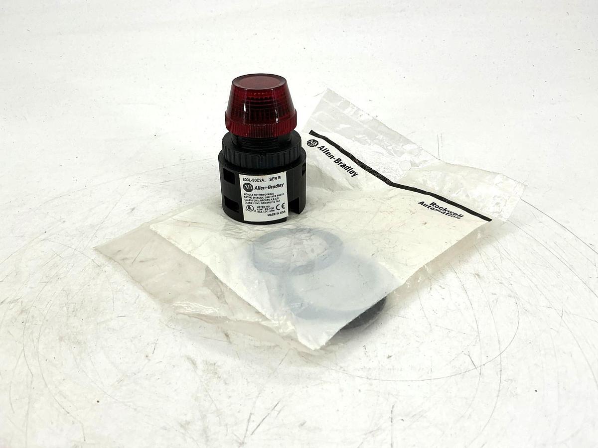 New Allen Bradley 800L-30C24R Ser B Indicator Light Red 24V 800L-30C24 - No Box