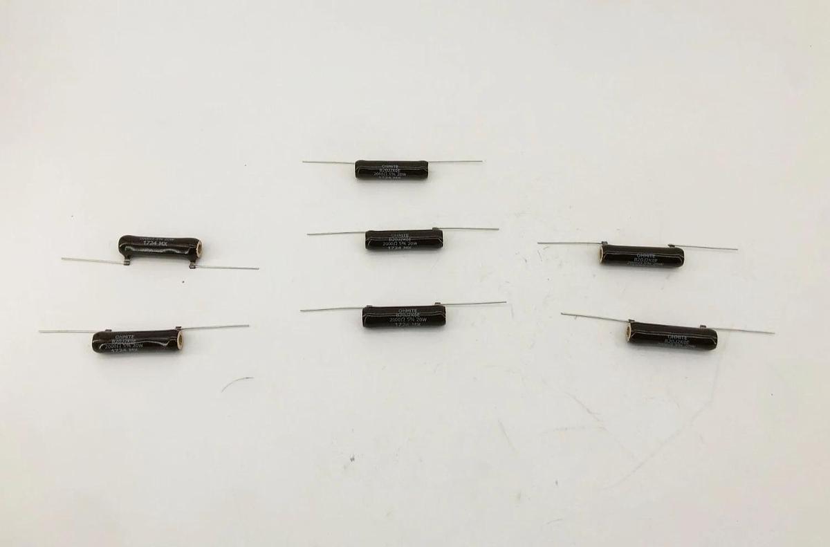 Lot of 7 New Ohmite B20JK2K0E Resistors 20W 2000 Ohms 5%
