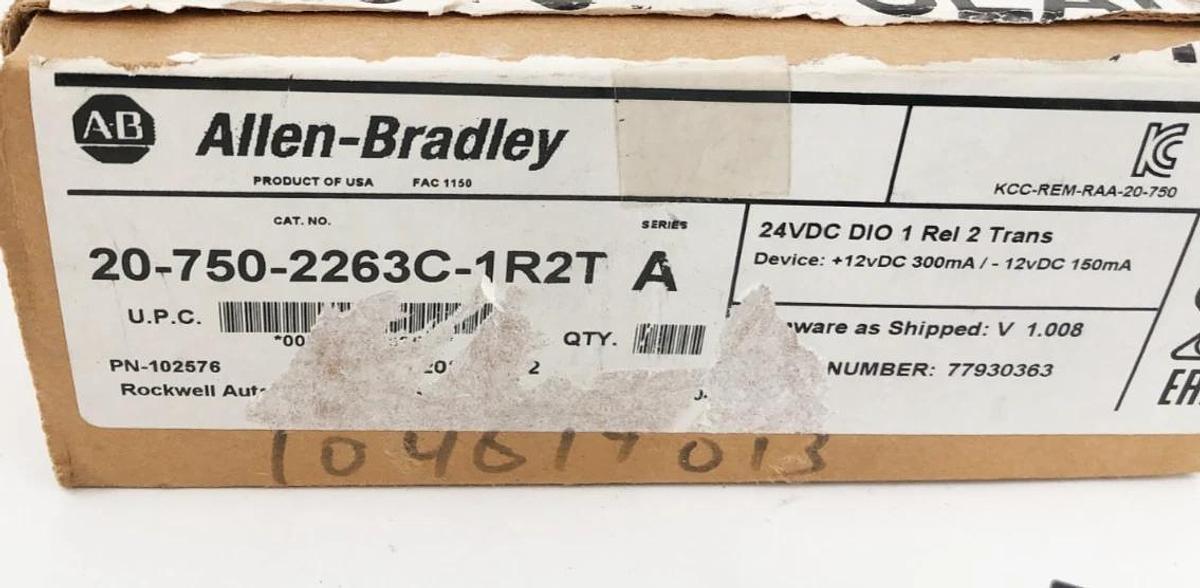 New Allen Bradley 20-750-2263C-1R2T Ser. A Powerflex 750 Tran I/O Card 24VDC