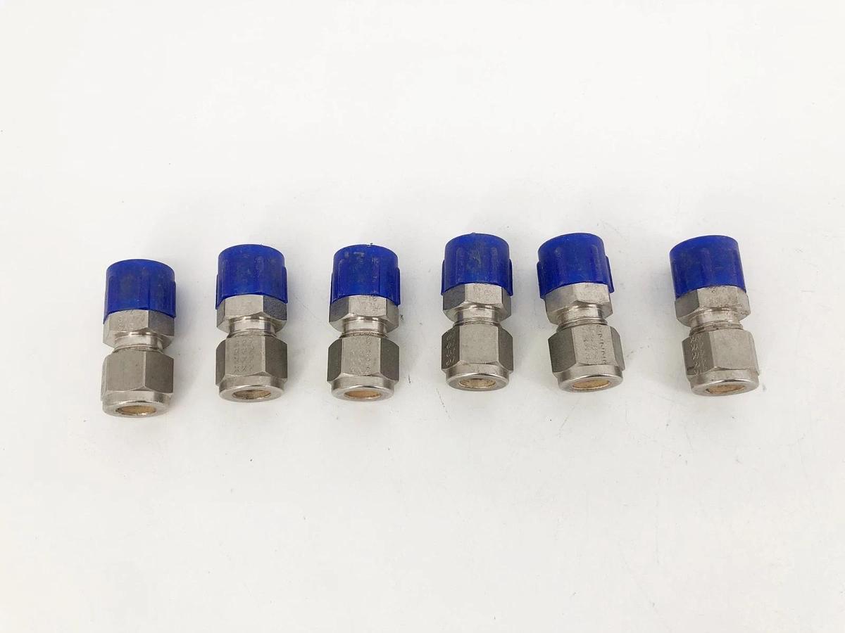 Lot of 6 New Parker PMI PC-3/8 Hex Fittings 316 Stainless Steel - No Box