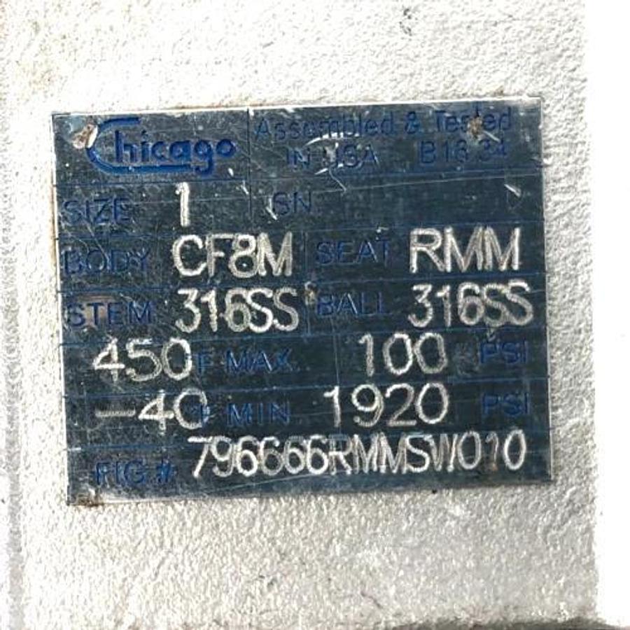 New Chicago Valves 796666RMMSW010 Ball Valve 1" CF8M - No Box