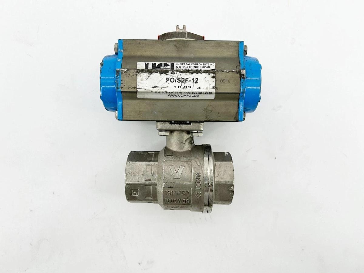 Used UCI PO/S2F-12 Stainless Steel Actuated Valve 150WSP 1000WOG 1-1/2"