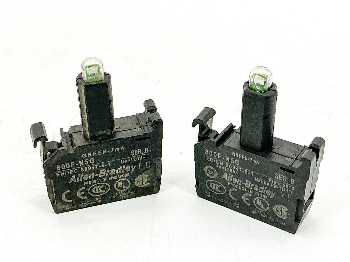 New Lot of 2 Allen Bradley 800F-N5G LED Lamp Module 120V Ser.B - No Box