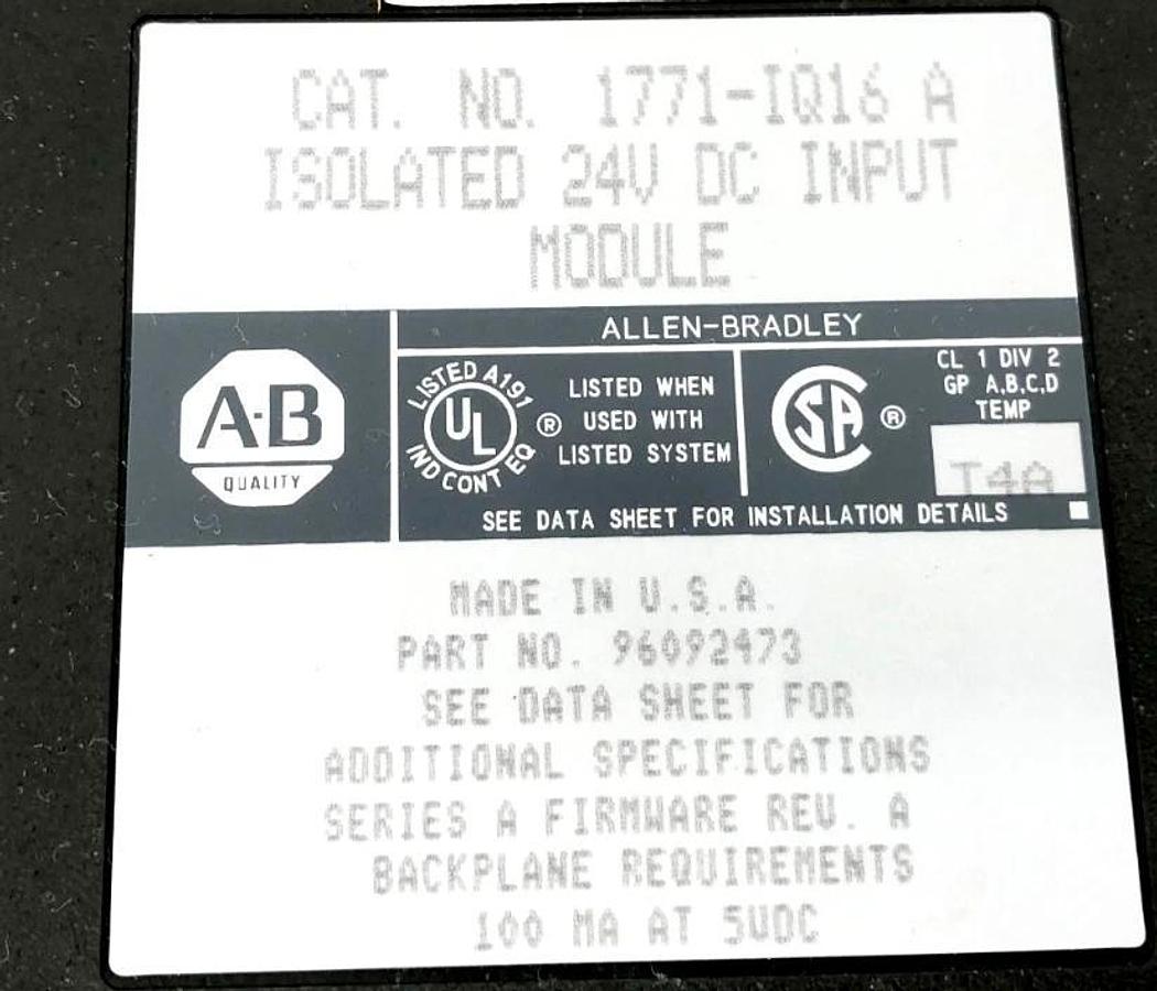 Used Lot of 4 Allen Bradley 1771-IQ16 Ser. A Isolated Input Module 24VDC