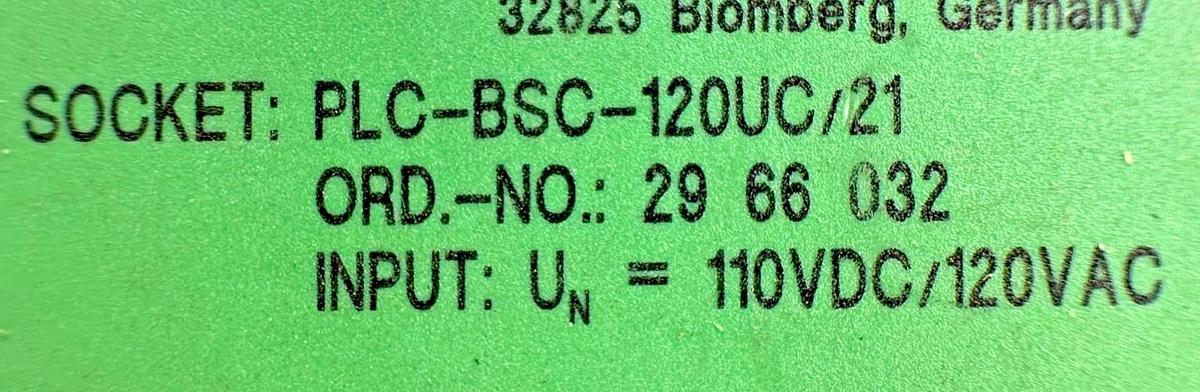 Used Phoenix Contact PLC-BSC-120UC/21 Contact 110VDC/120VAC Green 2966032