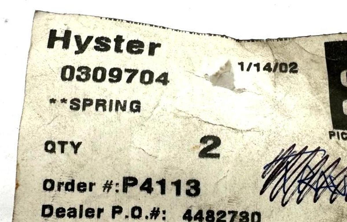 New Hyster 0309704 SPRING Forklift Spring 309704 - No Box