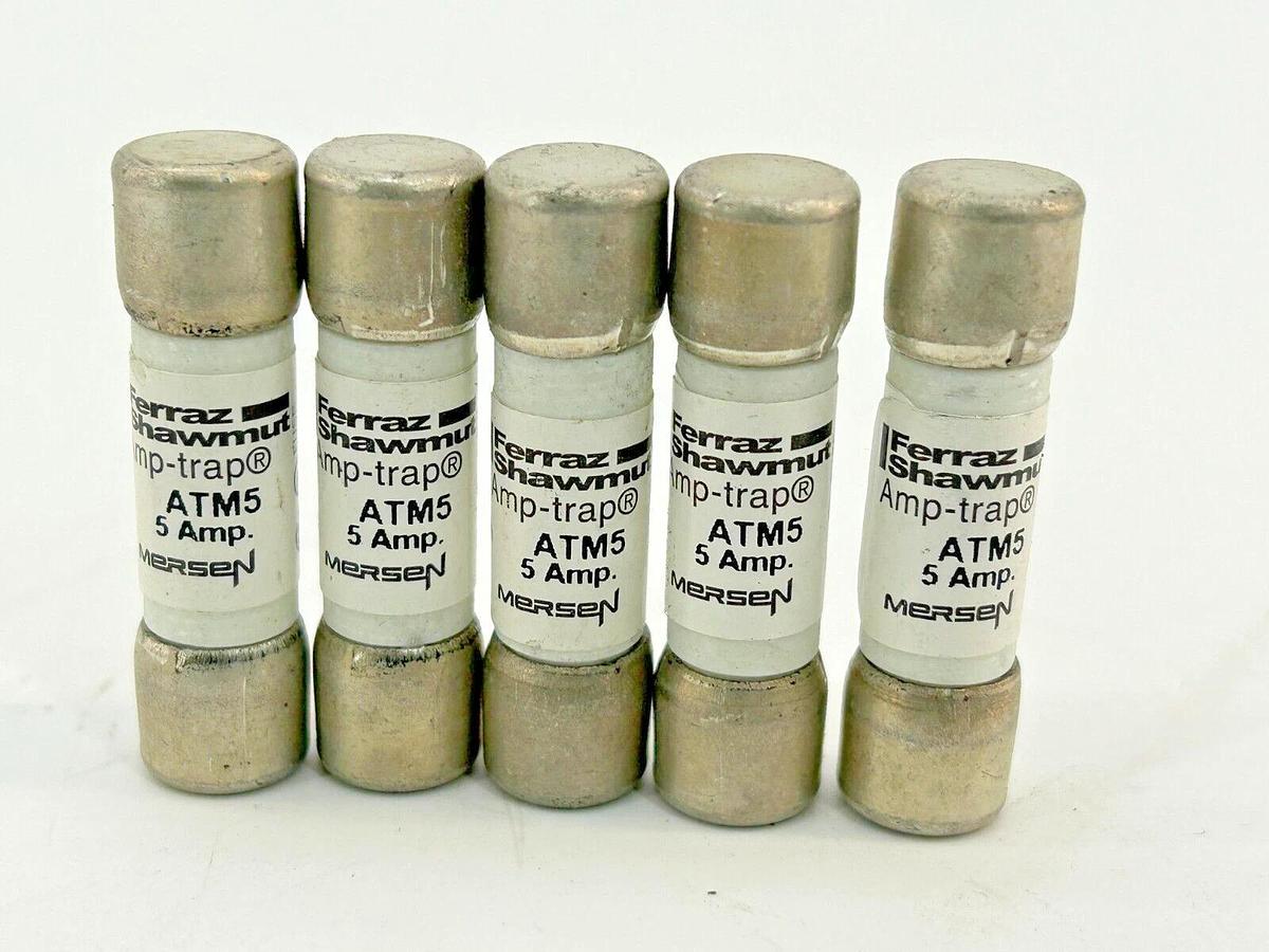 New Lot of 5 Ferraz Shawmut ATM5 Amp Trap Fuse 5A 600V