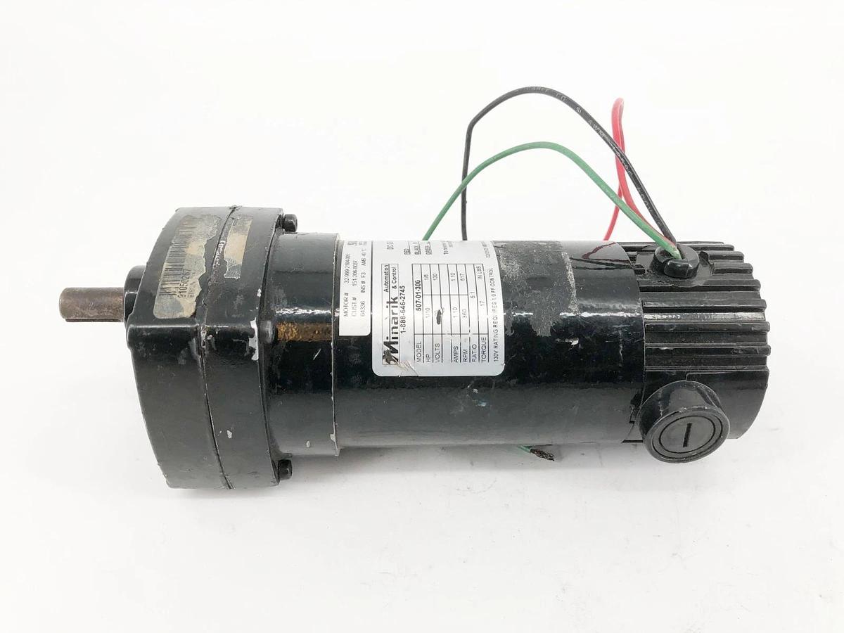 Used Minarik 507-01-300 DC Gearmotor 130V 1/8HP 1.10A 517rpm 5:1 - No Box