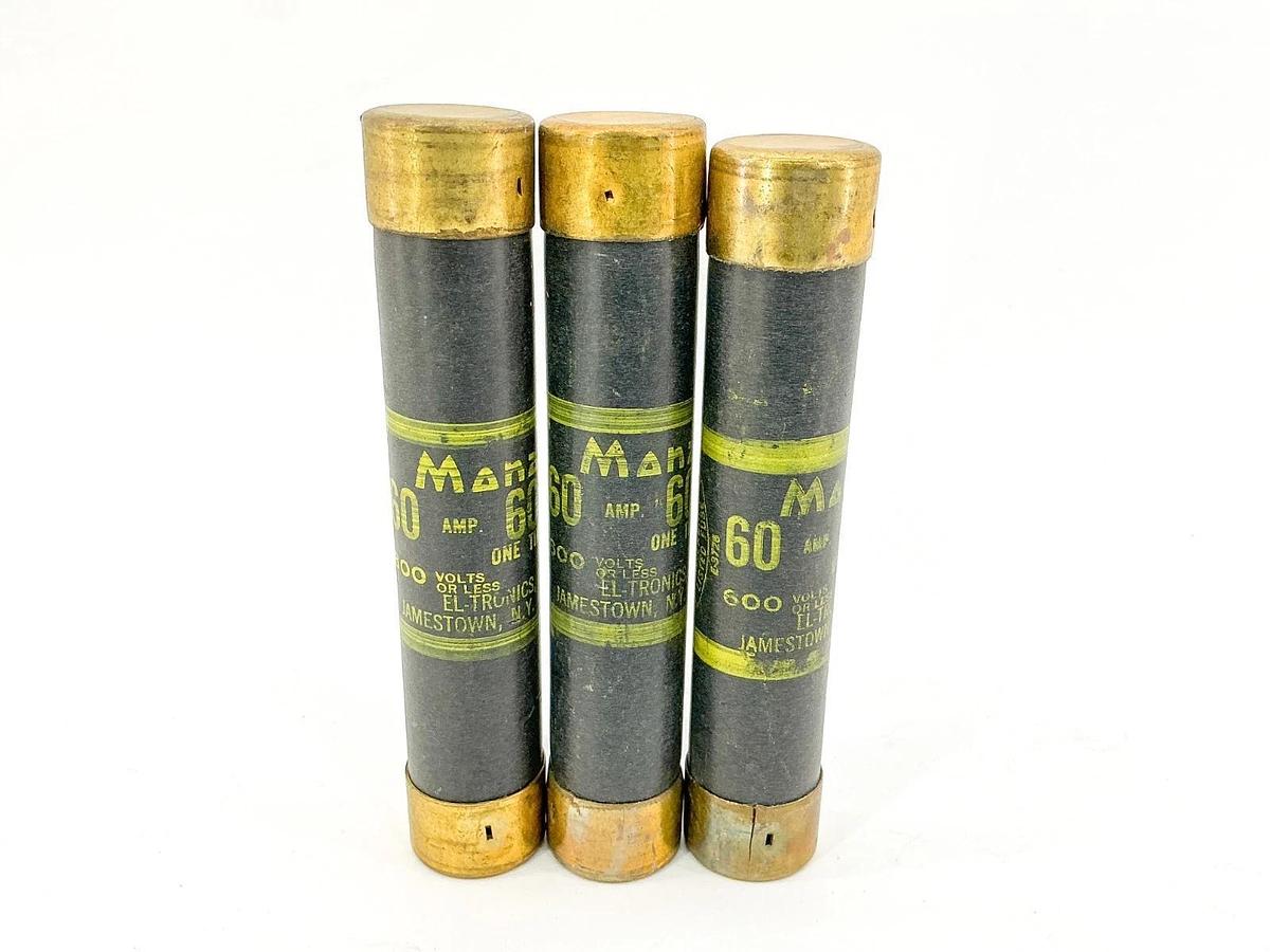 New Lot of 3 Monarch OT60/600 One Time Fuse 60A 600V - No Box