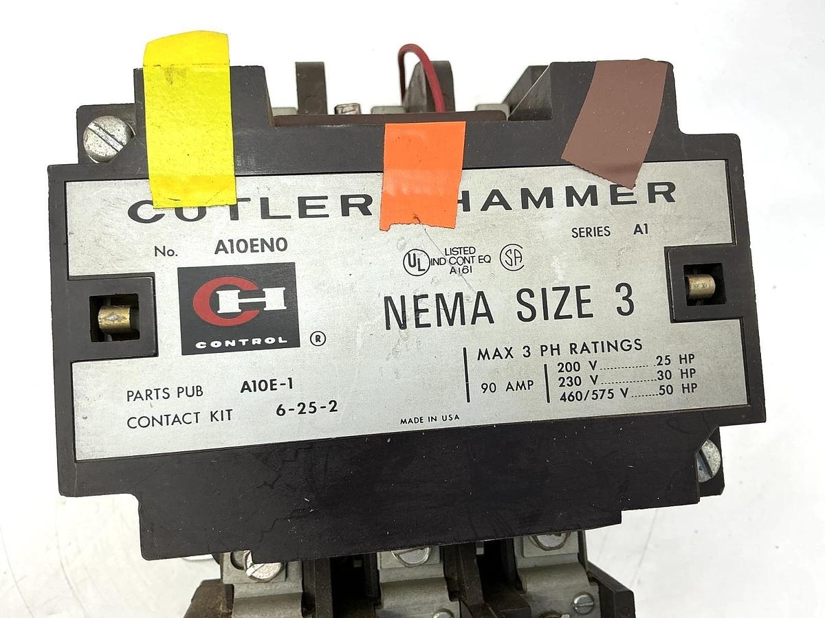 Used Cutler-Hammer A10EN0AB Ser A1 Motor Starter 3PH 3P 90A 110/120VAC 50/60HZ A10EN0